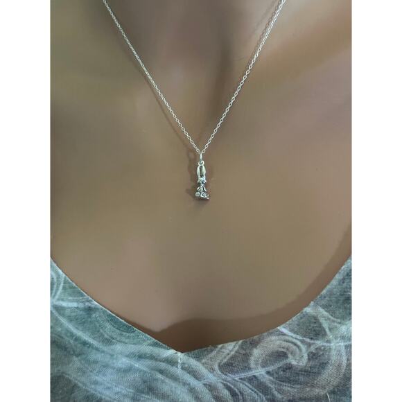 Sterling Silver 3D Oxidized Sitting Rabbit Necklace - Picture 4 of 4